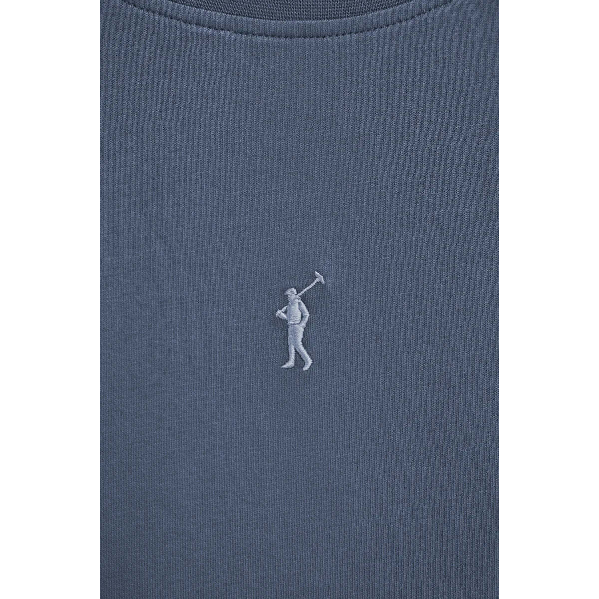 Canotta blu denim slim fit con ricamo Rigby Go