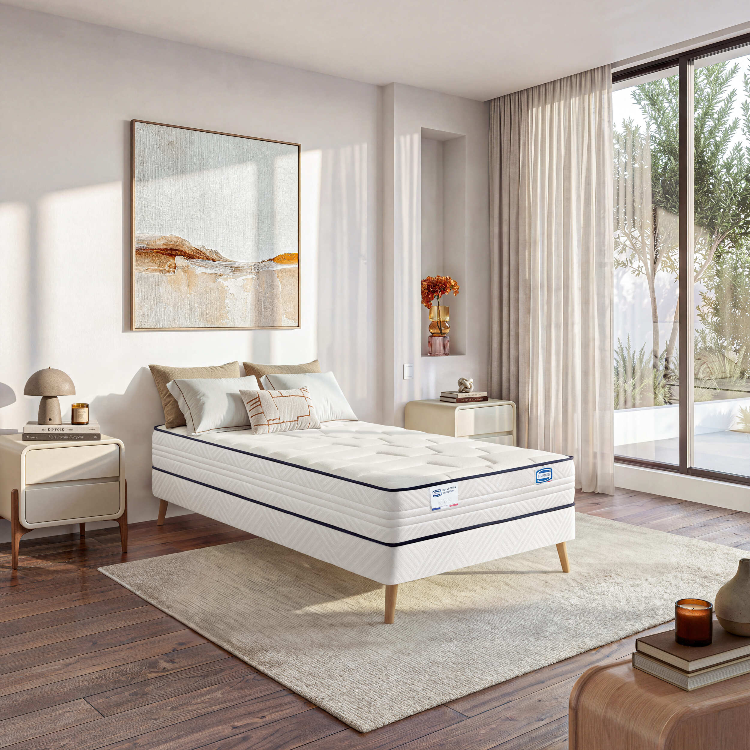 Ensemble L'INTEMPOREL, matelas ressorts ensachés , extra ferme, H24 + sommier