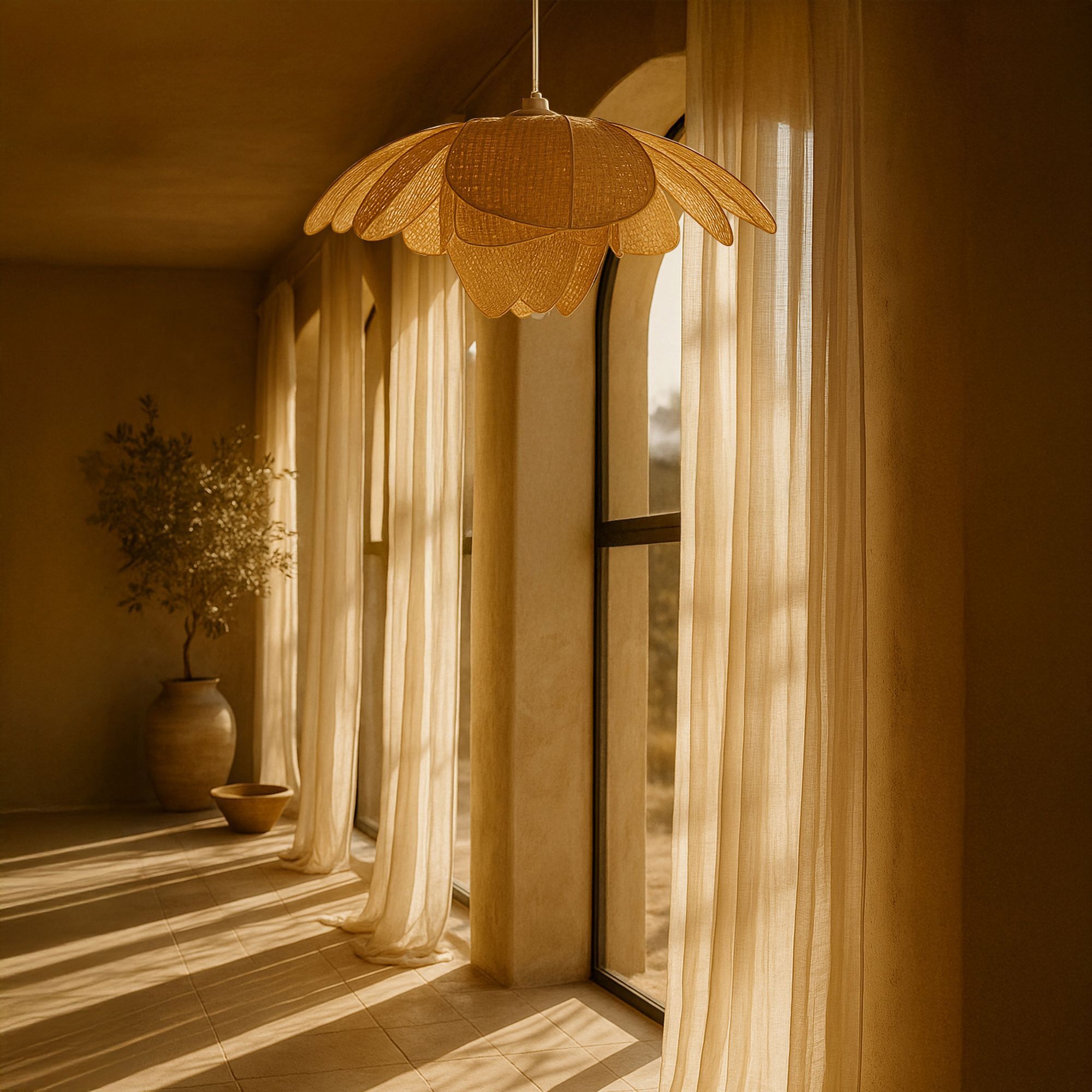 Suspension aérienne en forme de fleur en bambou d67cm PEONIA