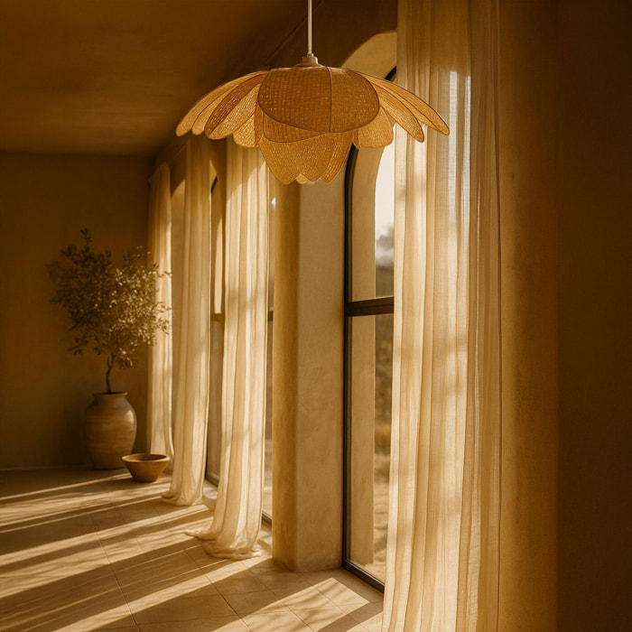 Suspension aérienne en forme de fleur en bambou d67cm PEONIA