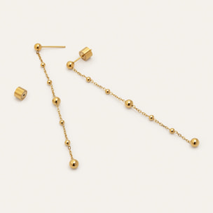 Pendientes Long Drop Bomb Acero Baño Oro