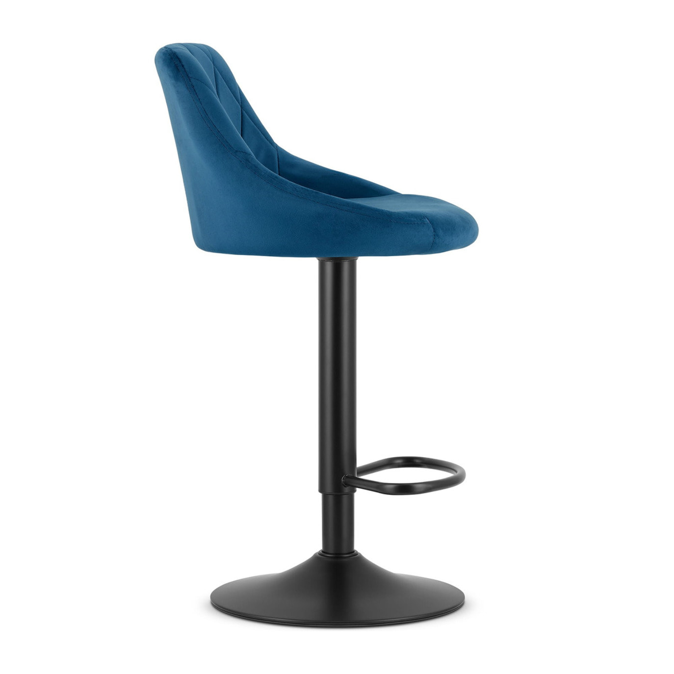 Sgabello da bar KAST in velluto blu navy con base nera
