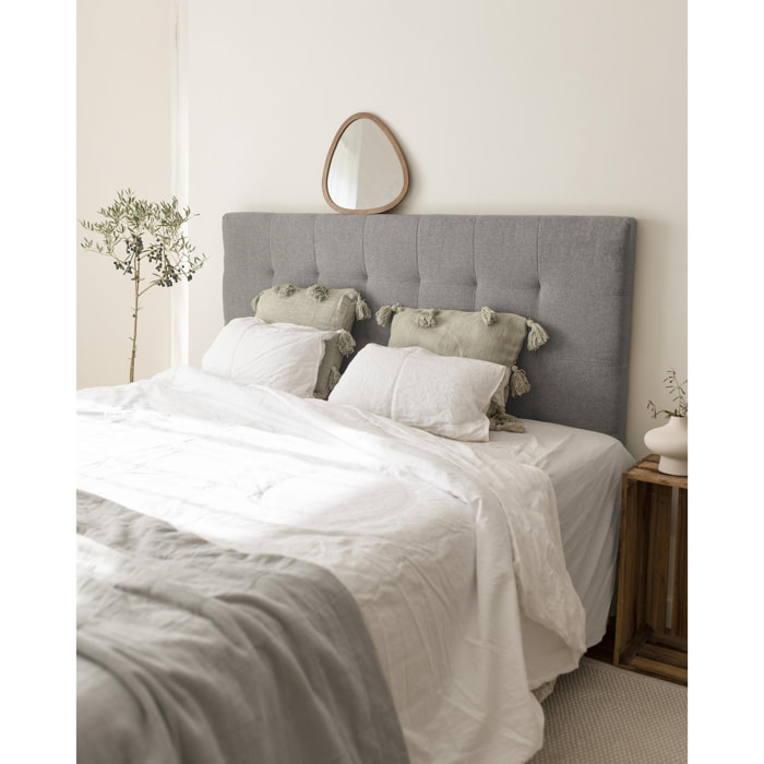 Tête de lit rembourrée en polyester avec plis gris en différentes tailles