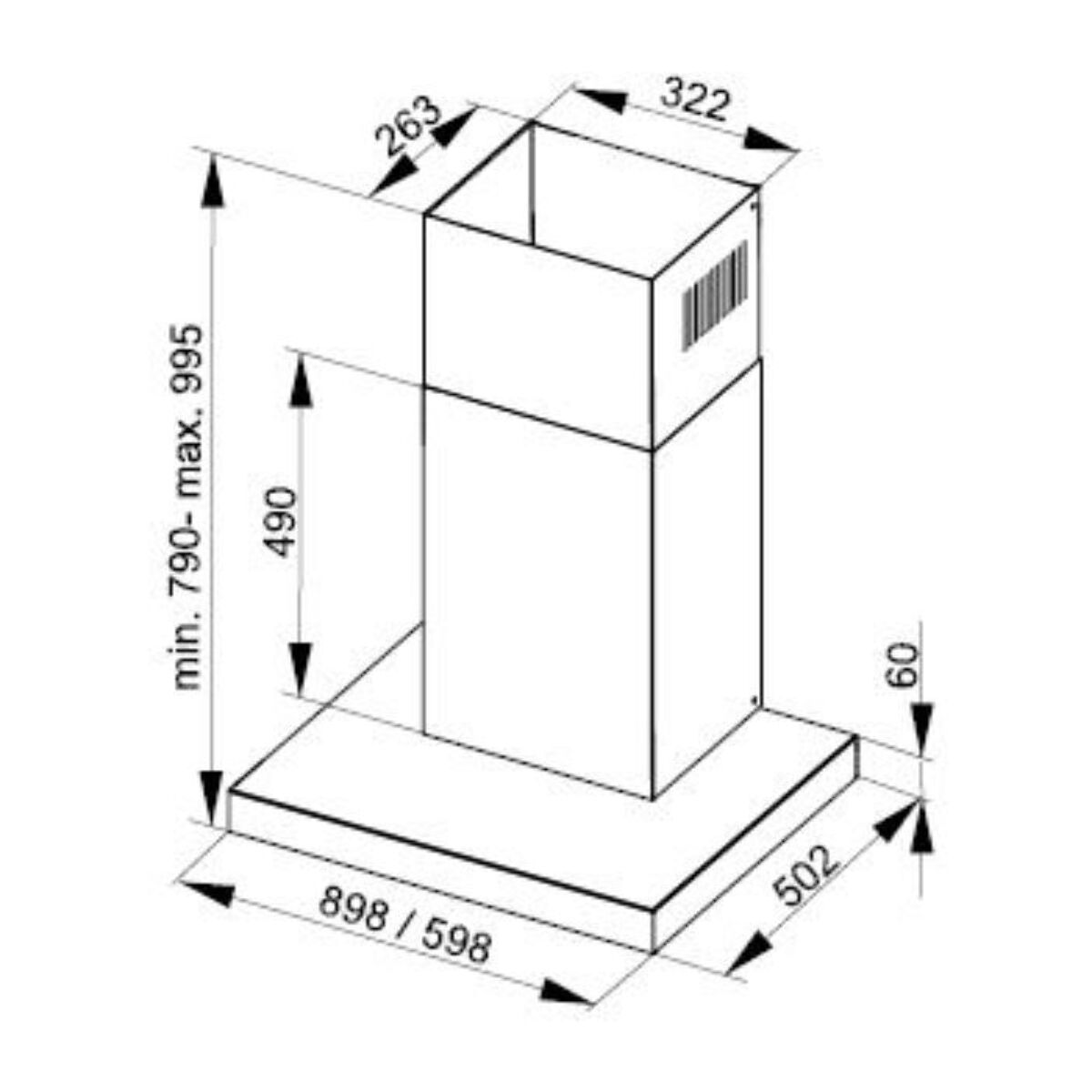 Hotte décorative murale DE DIETRICH DHB4684B MotionControl