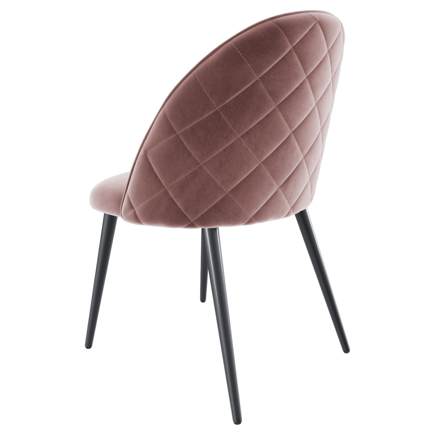 Set di 4 Sedie Imbottite Da Pranzo In Velluto Sedia Gambe In Metallo Nero Schienale Soggiorno Salotto Camera 43 x 47.5 x 80 Cm (Rosa)
