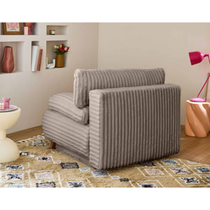 Cristal - fauteuil - convertible avec coffre - en fausse fourrure côtelée - Taupe