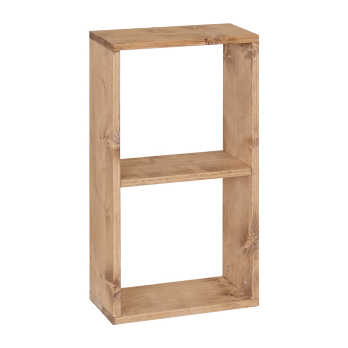 Estanteria de madera maciza en tono roble medio con 1 estante Alto: 74 Largo: 40 Ancho: 20