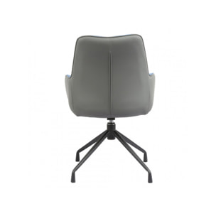 Fauteuil rotatif en tissu bleu avec accoudoirs en simili gris - BERGEN