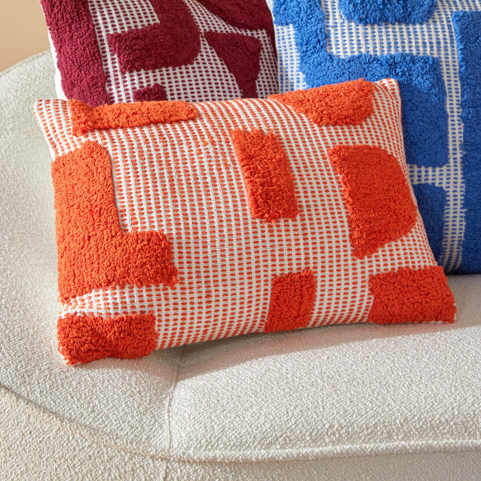 Coussin "Poppy" coton tufté orange 58x38cm