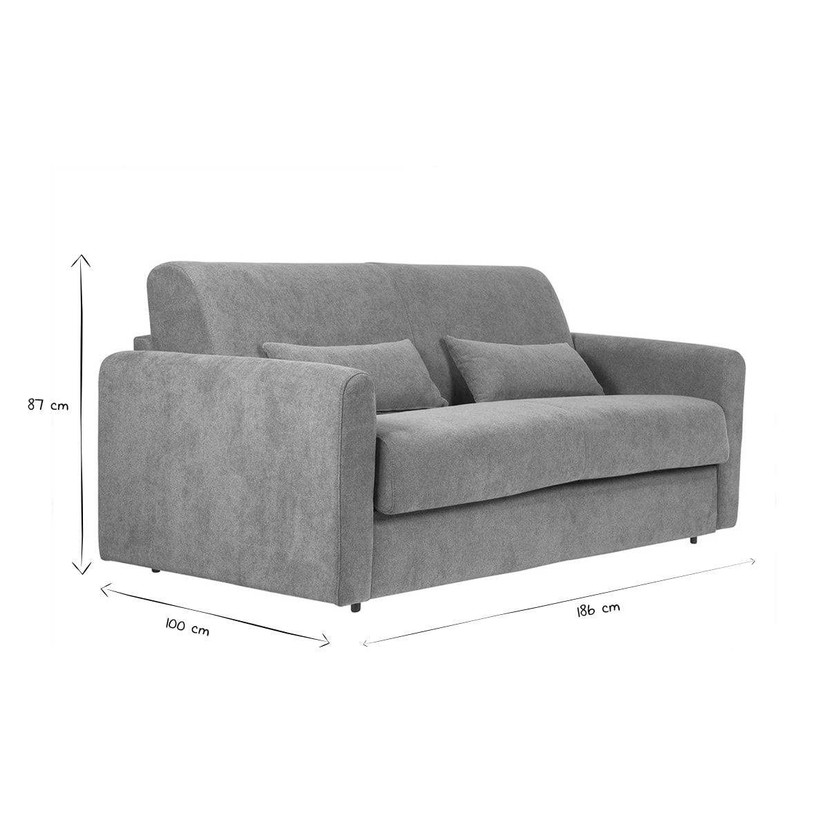 Canapé convertible 3 places en tissu effet velours terre brûlée avec matelas 13 cm LETTO