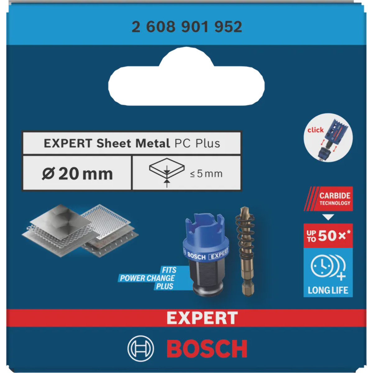 Scie trépan EXPERT Sheet Metal PC Plus Ø.20mm - BOSCH - 2608901952