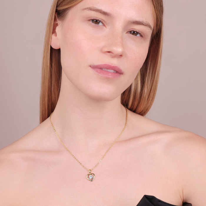 Collana con Cuore e Punto Luce in Cubic Zirconia in Argento 925