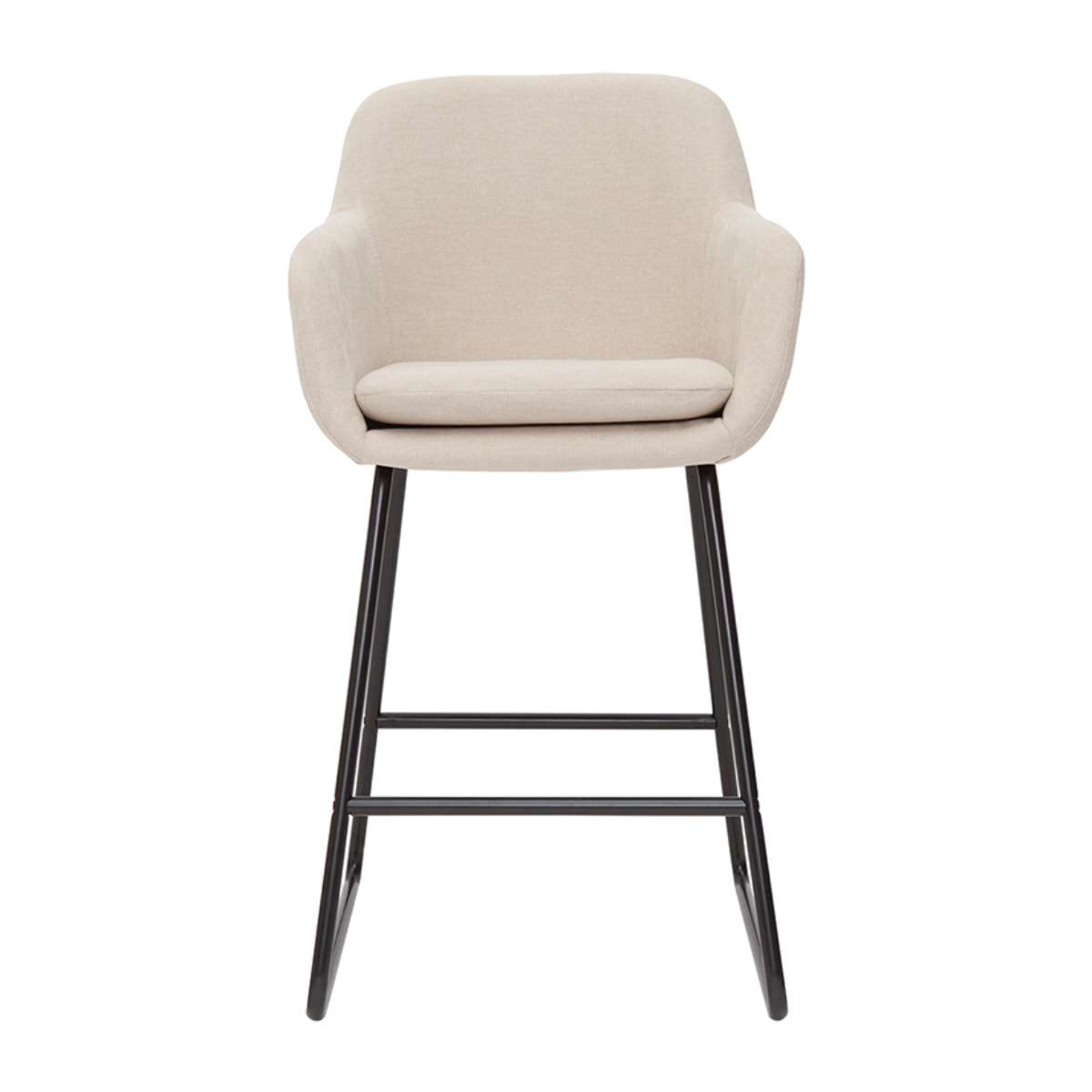 Tabourets de bar en tissu effet velours beige H65 cm (lot de 2) AMIKA