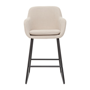 Tabourets de bar en tissu effet velours beige H65 cm (lot de 2) AMIKA