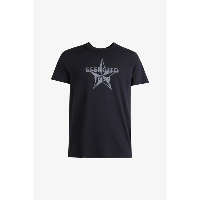 T-shirt Esercito nera in cotone uomo