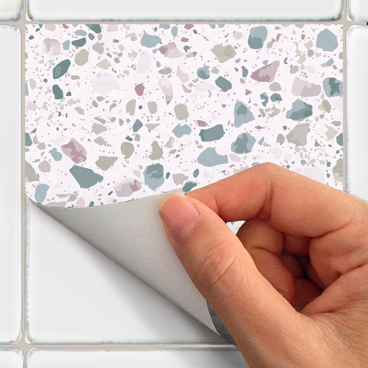 Stickers muraux - Sticker Mural Carrelage adhésif Cuisine Salle de Bain - 30 STICKERS CARRELAGES TERRAZZO PEDRO