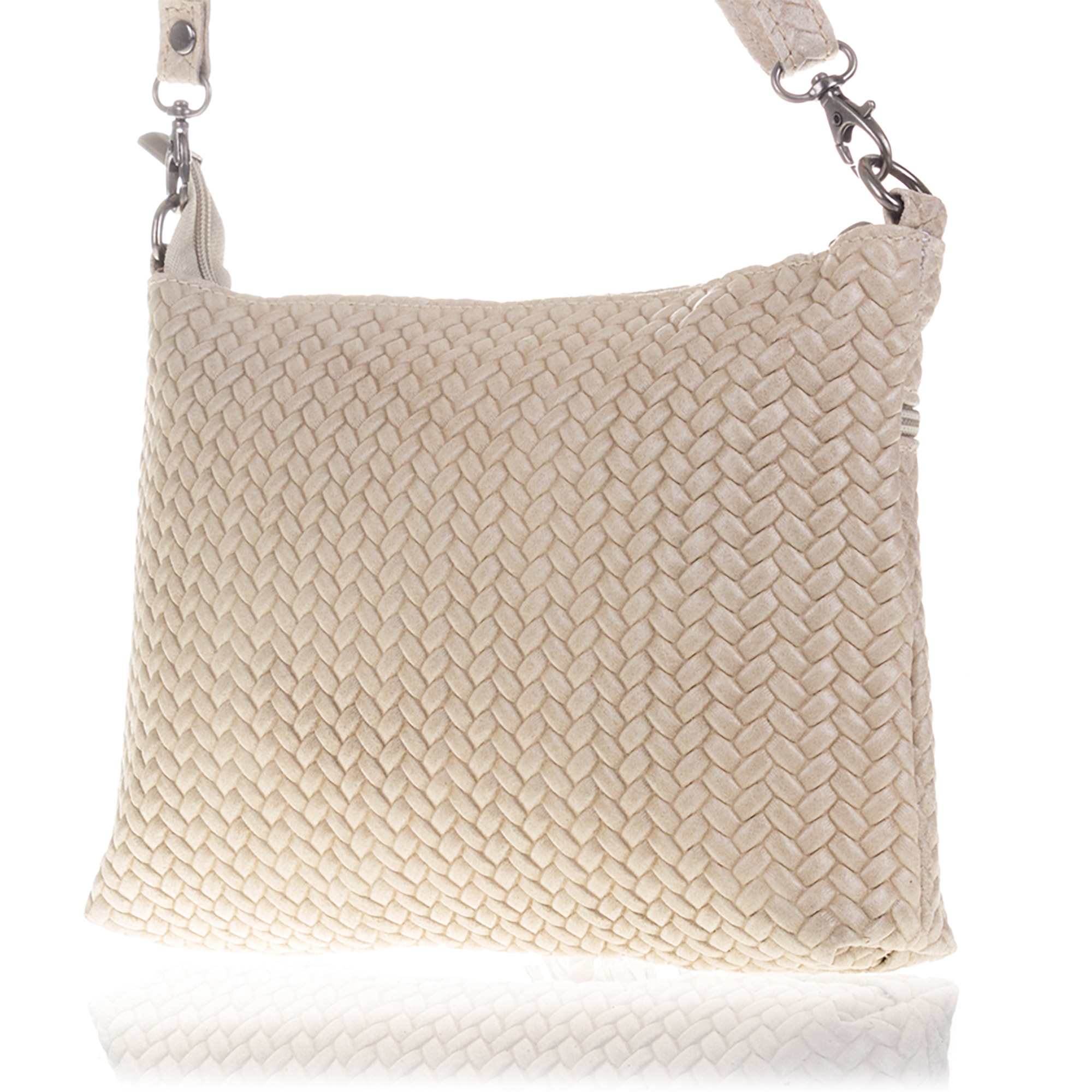 Oderzo Borsa a tracolla Donna.Pelle autentica Camoscio Inciso a Zigzag