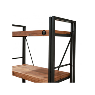Bibliothèque en bois et métal 5 étagères H.190cm - ATELIER