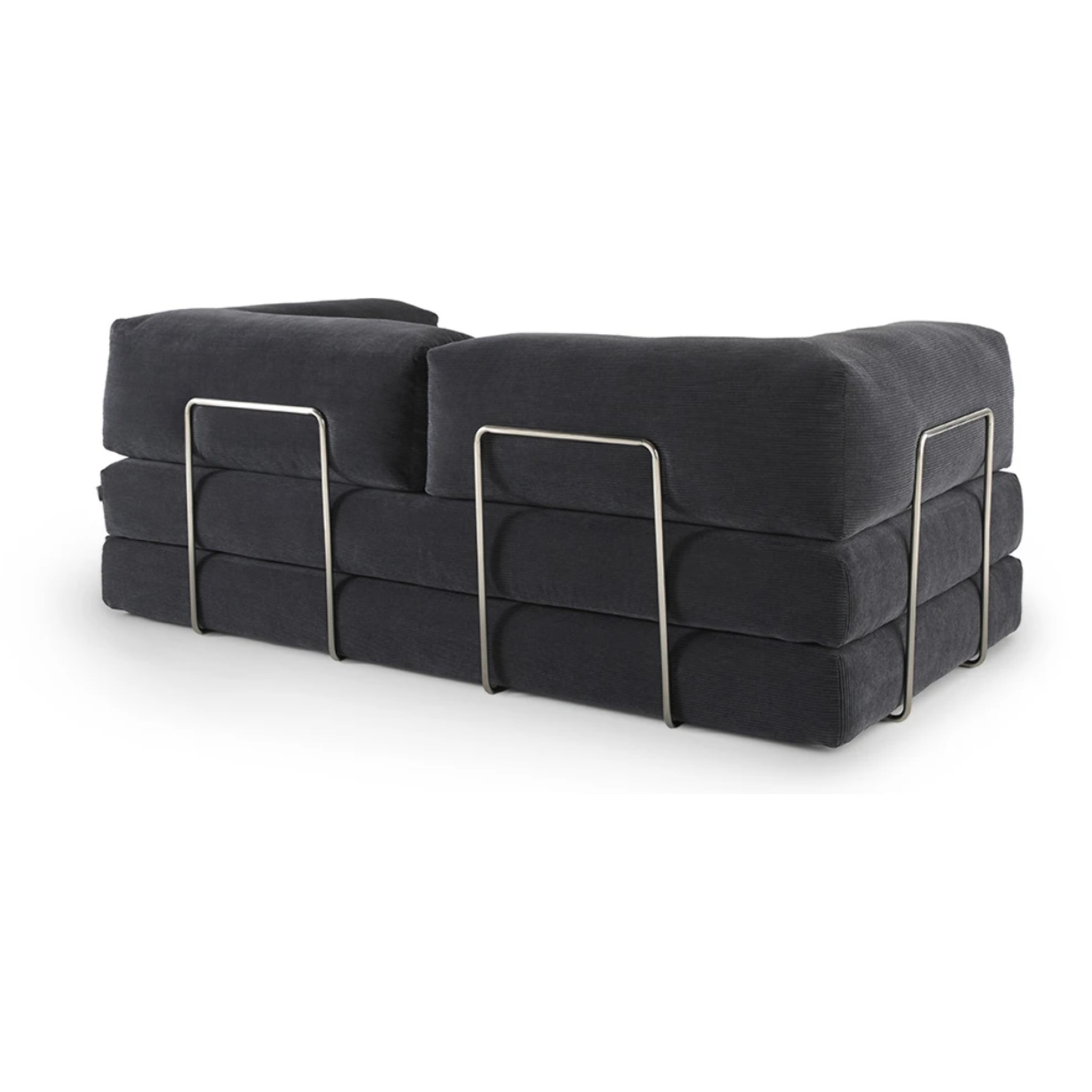TRENDY - Canapé compressé 3 places modulable en velours côtelé anthracite