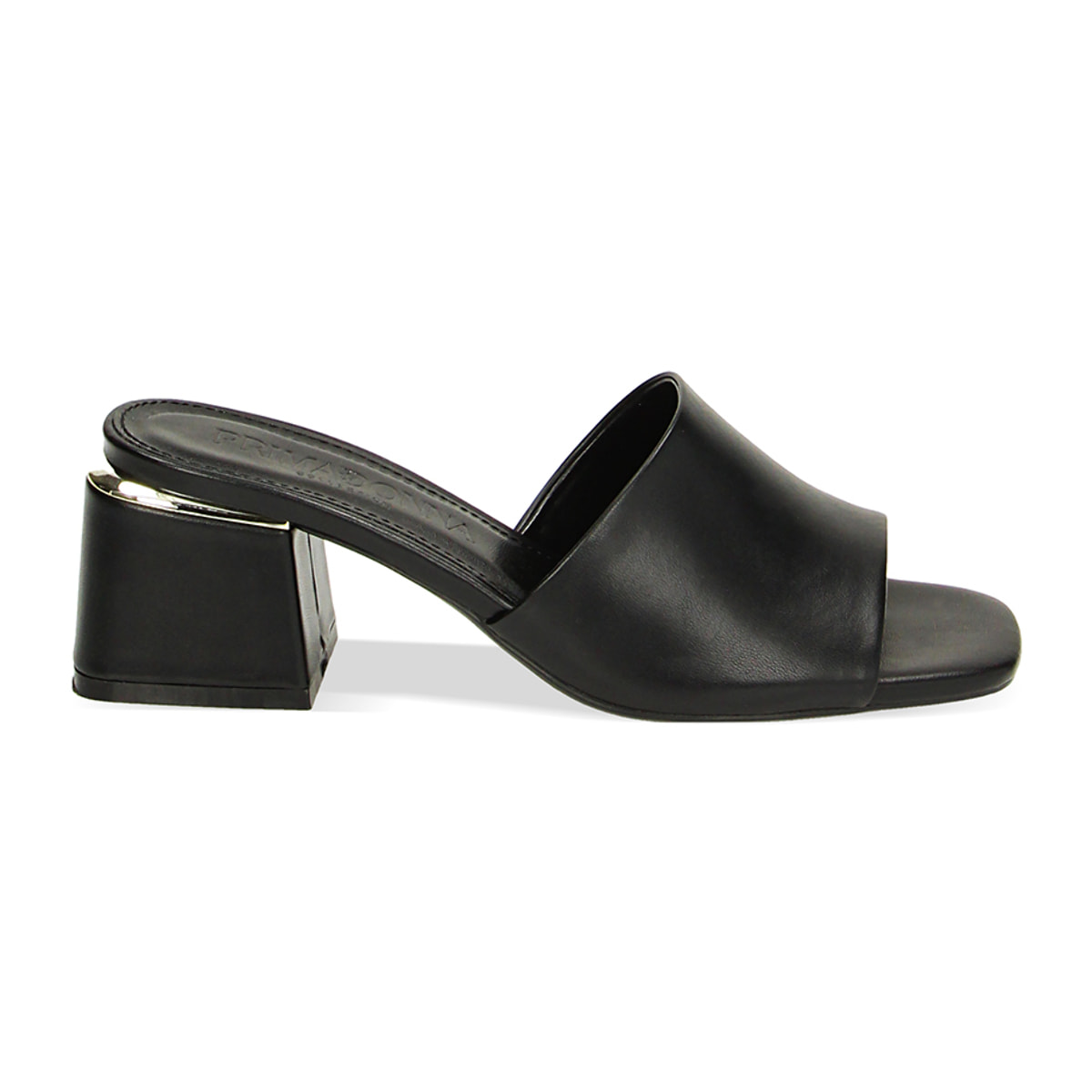 Mules Open Toe nere, tacco 6 cm