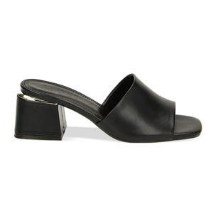 Mules Open Toe nere, tacco 6 cm
