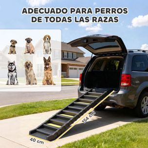 Rampa para Perros Plegable, 154 cm, Rampa para Perros para Coche y Cama Alta con 10 Escalones Antideslizantes, Ligera y Resistente, Carga 68 kg, para Sofá, Negro