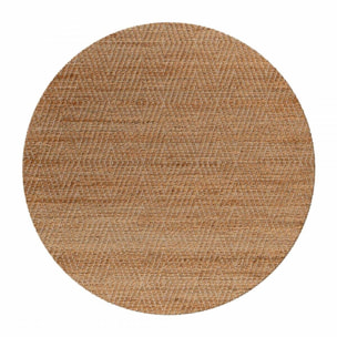 Tapis rond  en jute tissé main TOSIFA Beige motif uni à chevrons