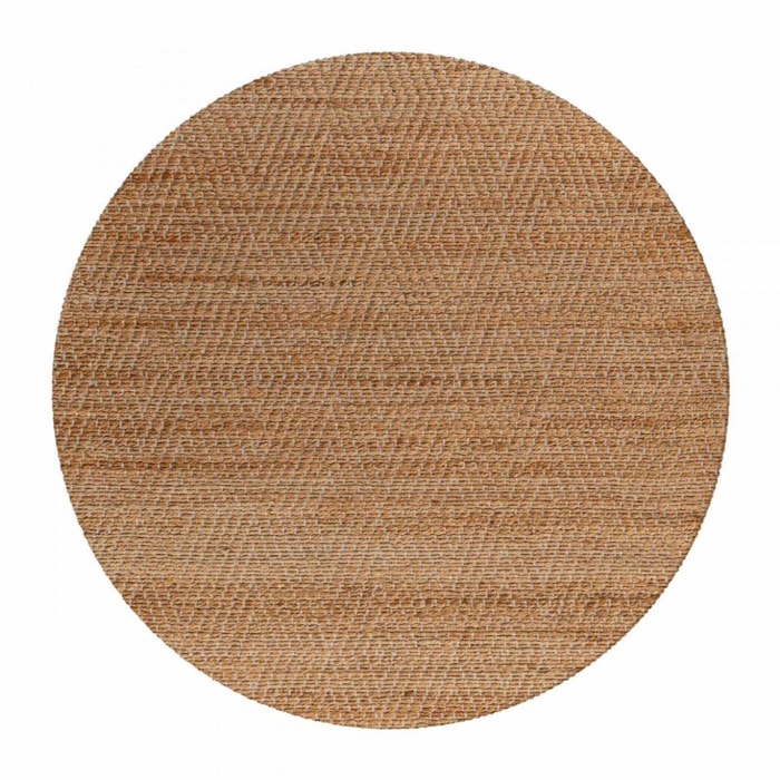 Tapis rond  en jute tissé main TOSIFA Beige motif uni à chevrons