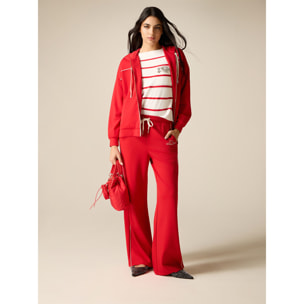 Oltre - Pantalones de punto con perfil - Rojo