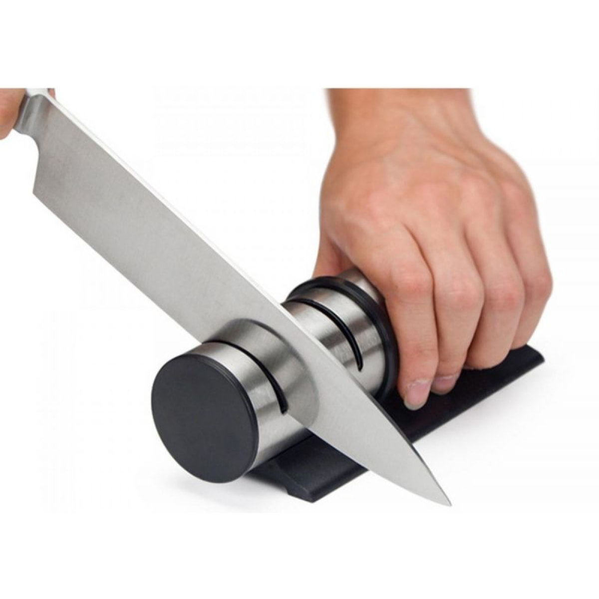 Aiguiseur de couteaux manuel à cylindre en acier inoxydable Herzberg HG8102