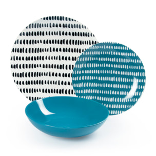 Service de table 18 pièces Excelsa – Crazy Line, Porcelaine Multicolore