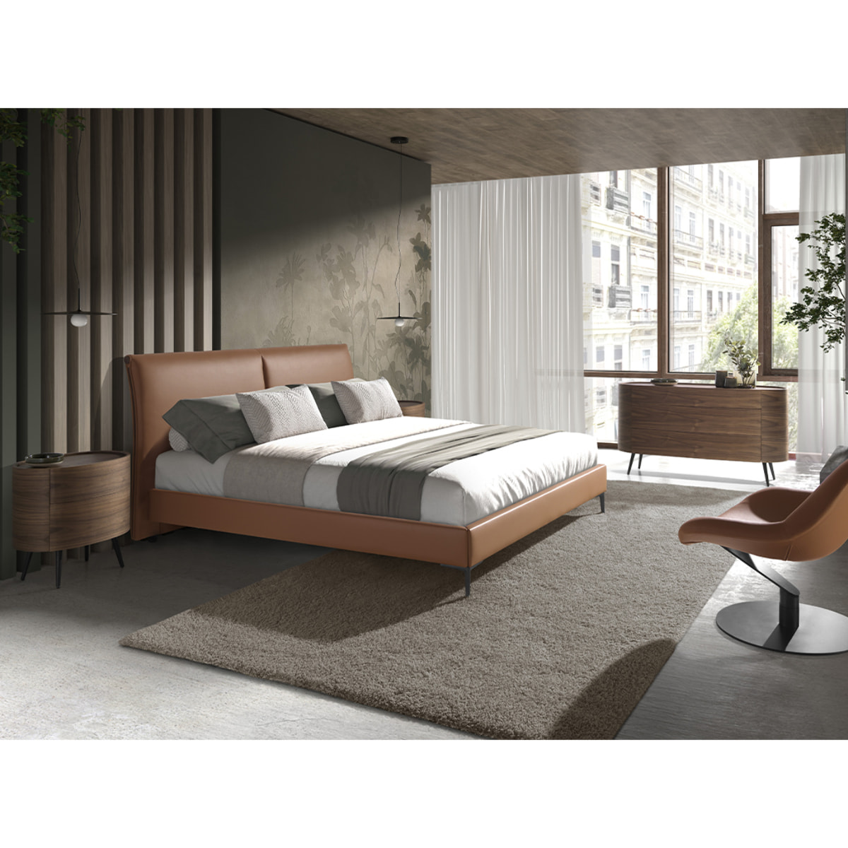 Mesa de noche de nogal 60x42x60cm