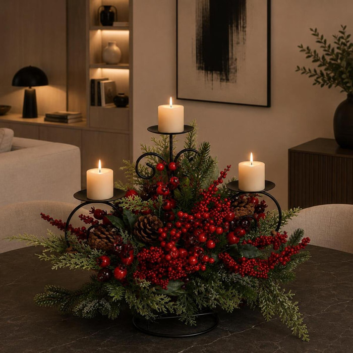 P/candele bacche pino brin - Pezzi 1 - ROSSO - Bianchi Dino SpA