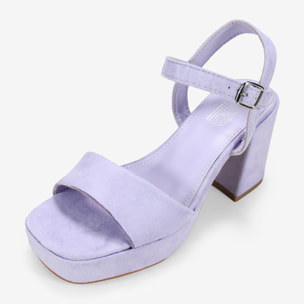 Sandalias de tacón cuadrado lilas