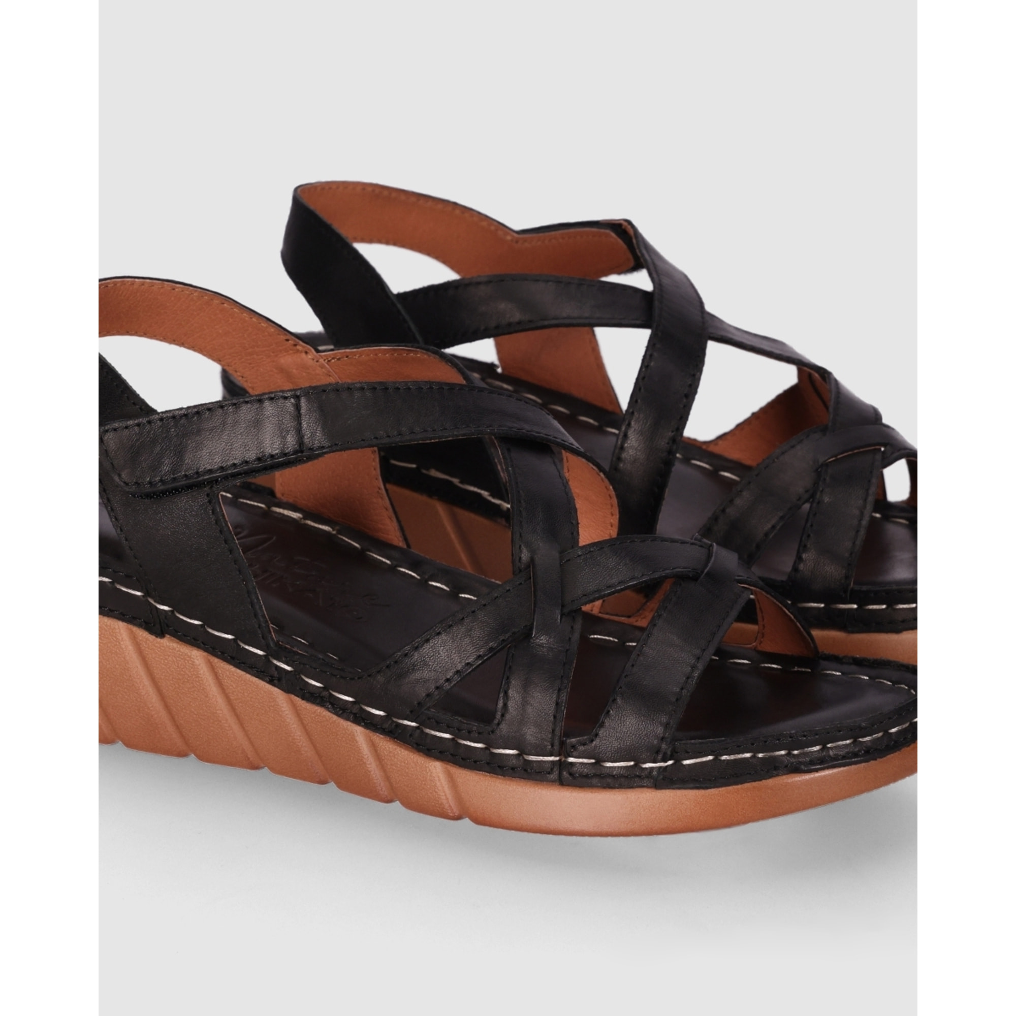 Sandalias de Piel - Negro - Tacón: 5 cm