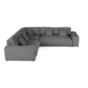 Garance - canapé modulable d'angle gauche - 5 places - en velours côtelé - Gris foncé