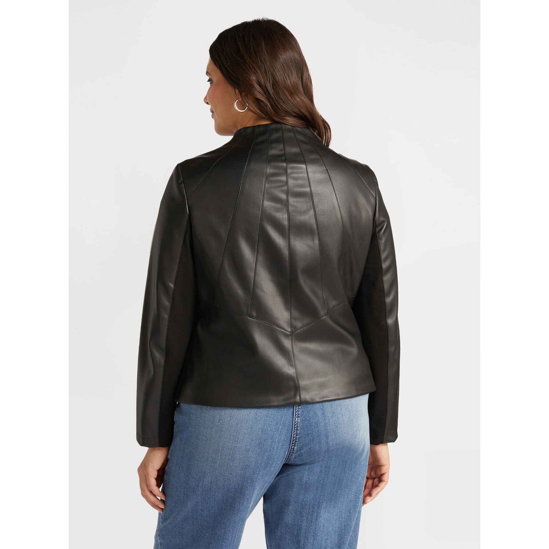 Fiorella Rubino - Chaqueta biker de tejido laminado - Negro