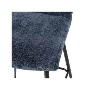 Tabouret de bar rembourré en tissu avec pied métal noir - LILA