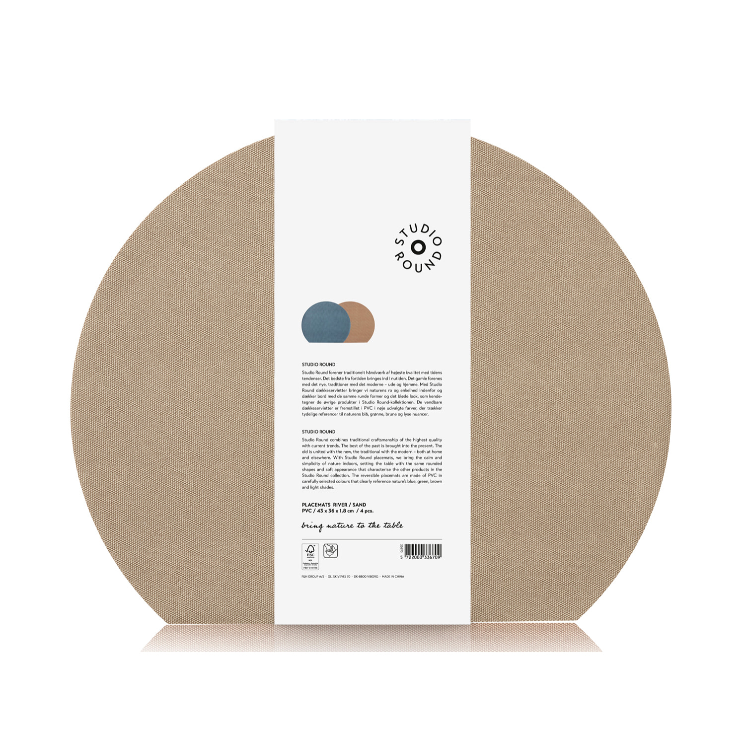 Set de 4 sets de table 43 x 36 cm River/Sand PVC