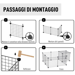 PawHut Recinto Modulare per Animali Domestici Nero 12 Moduli 35x35cm