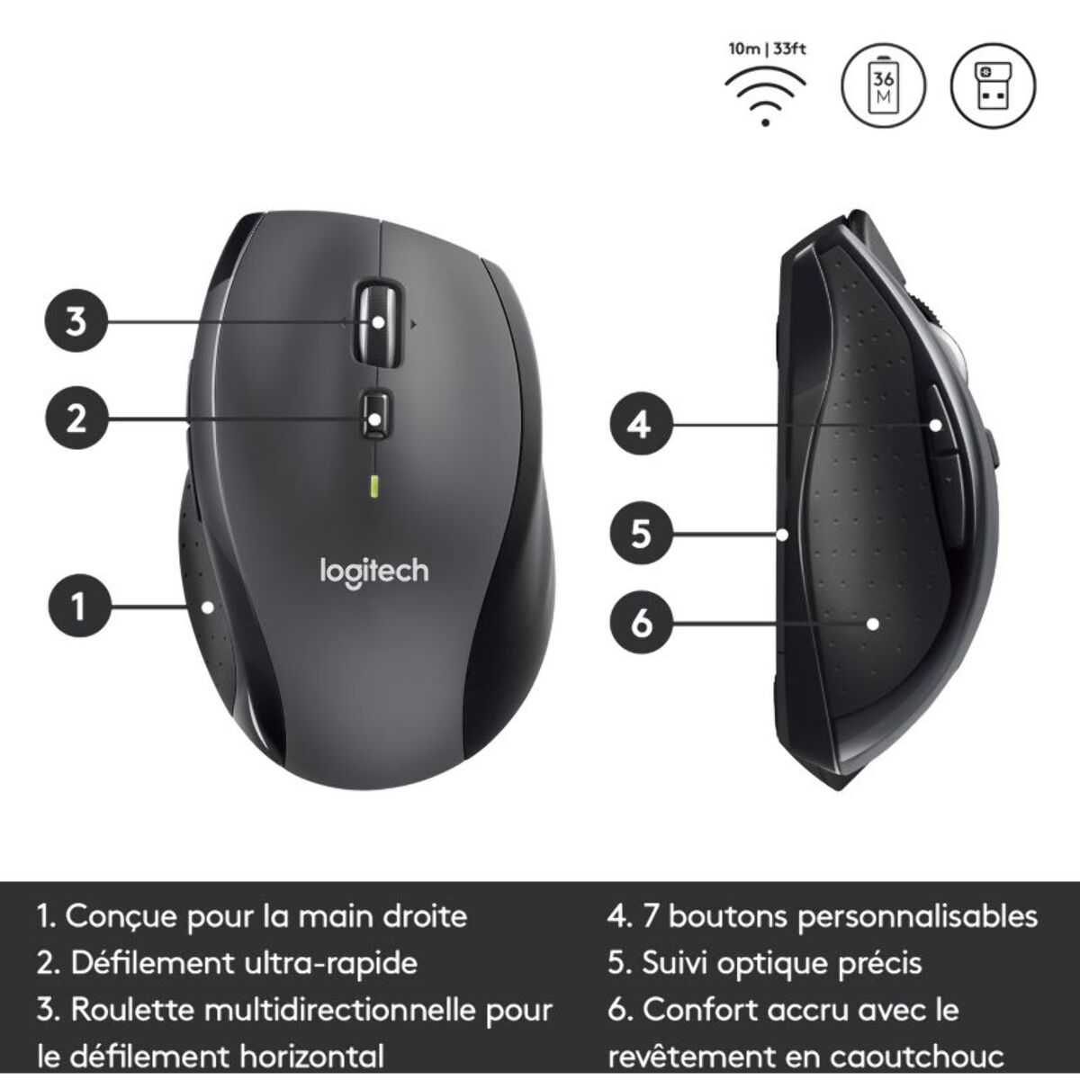 Souris LOGITECH M705 Silver sans fil optique