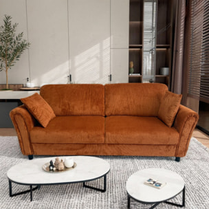 MALERNE Canapé 4 places en velours côtelé terracotta