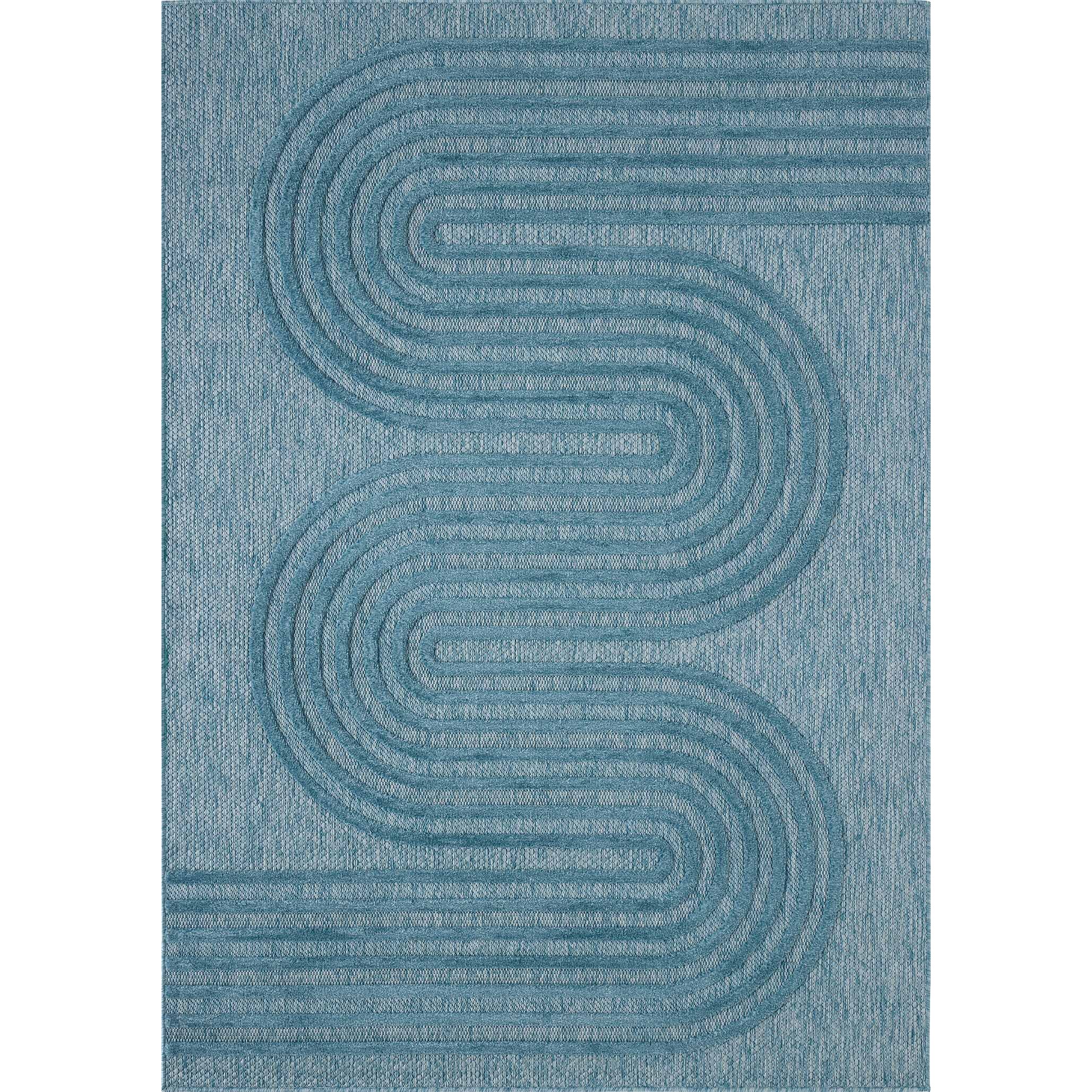 SANTORINI - Tapis d'intérieur/extérieur à motifs en relief vague - Turquoise