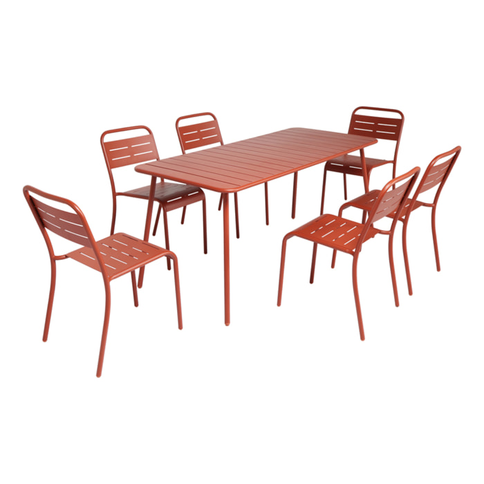 EVORA Salon de jardin repas 6 places terracotta