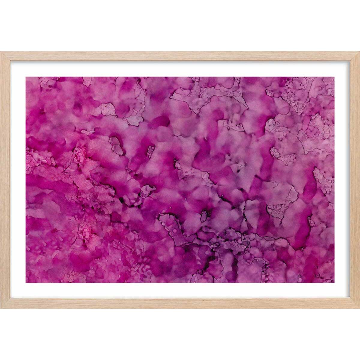 Poster fuchsia Affiche + cadre en bois - Chêne