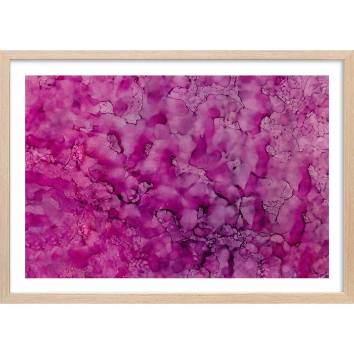 Poster fuchsia Affiche + cadre en bois - Chêne