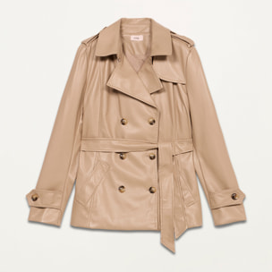 Oltre - Trench corto doppiopetto in tessuto spalmato - Beige