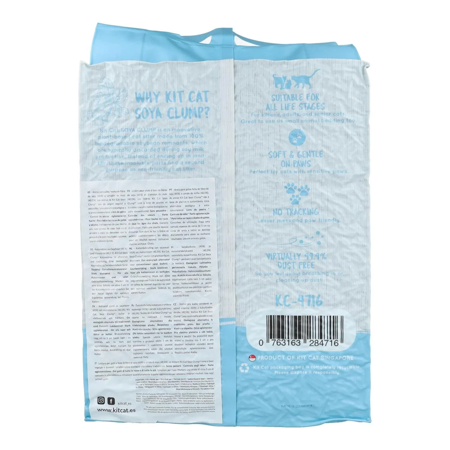 Pack 6 Kit Cat Arena Eco Nova - Kitten Baby Powder 7 L Arena para gatos