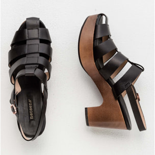 Sandalias con tacón S3271 RESTORED SKIN EBONY/ ST.LAURENT SANDAL color Ebony