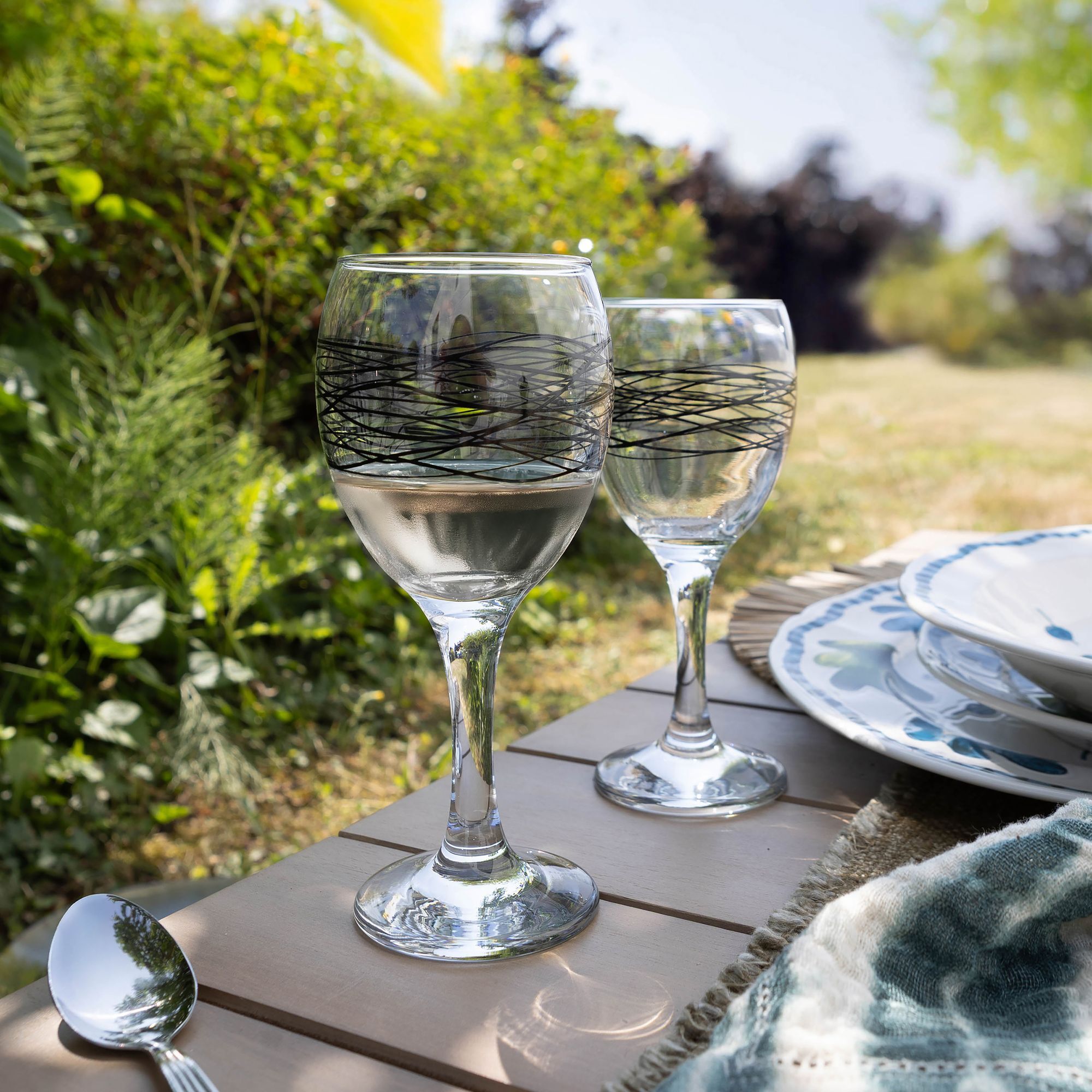 Lot de 6 verres à pied 20,5cl en verre SERPENTIN